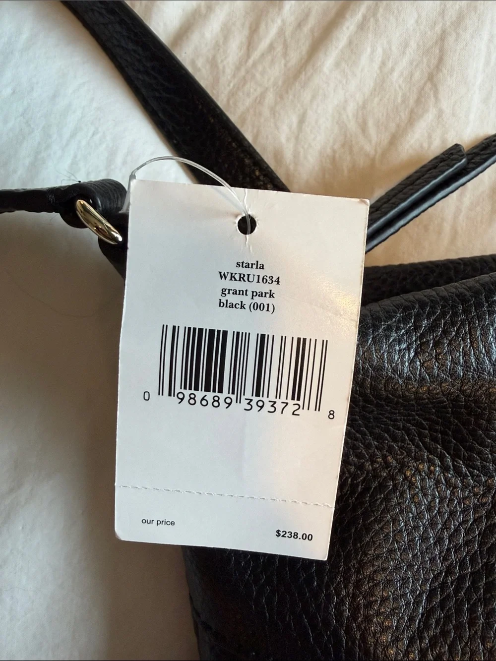Kate Spade Starla black pebbled leather crossbody with gold logo